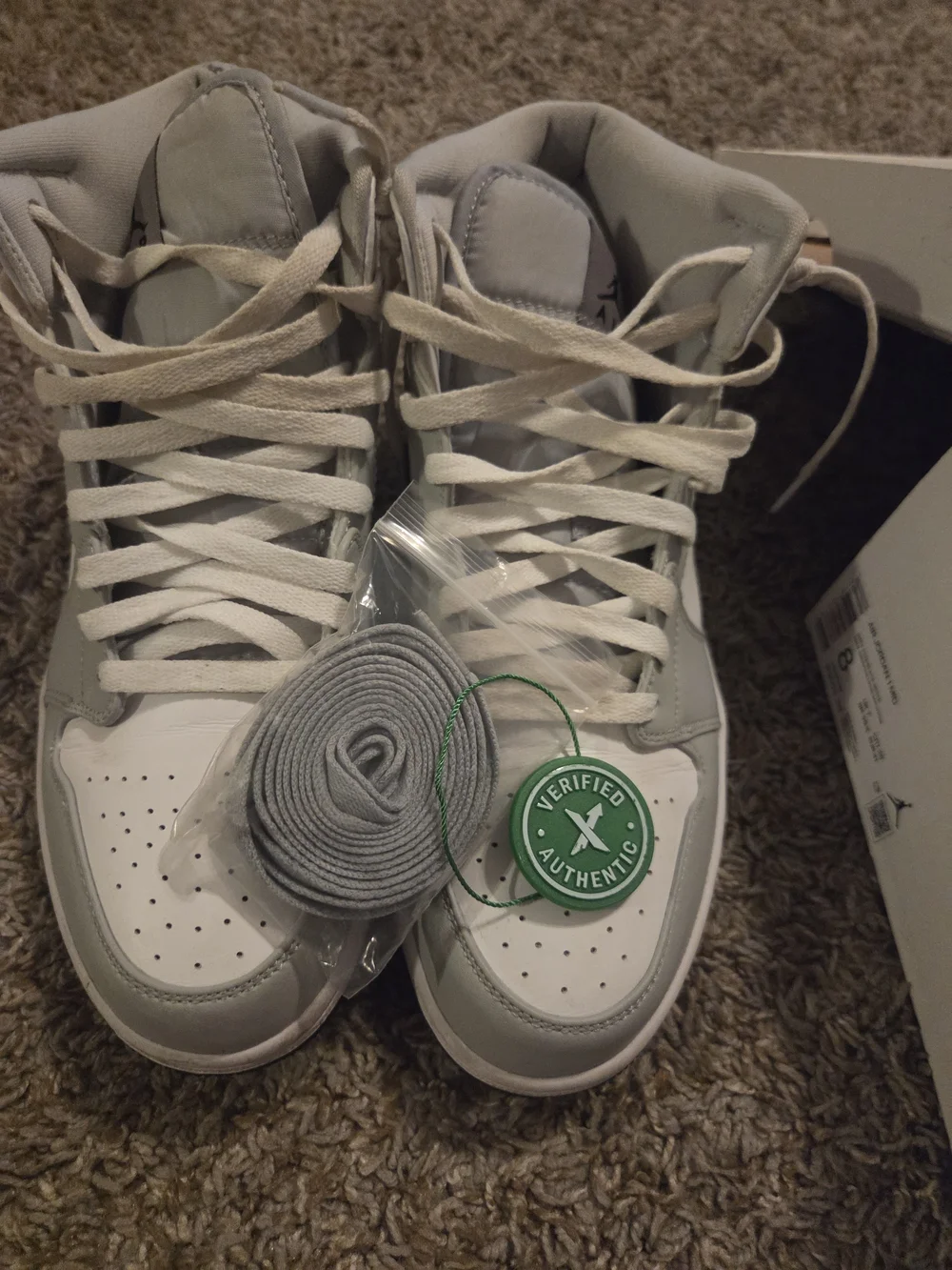 Jordan Men’s High-Top Basketball Sneakers in White & Light Gray